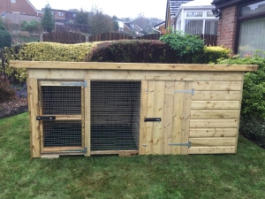 Compact Deluxe Pent Kennel With Run With Front Doo